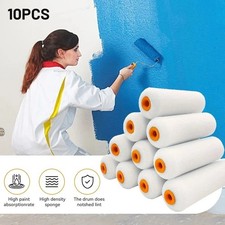 10x Mini Foam Paint Roller Sleeves 4" 100mm Sponge Refills Decorating UK