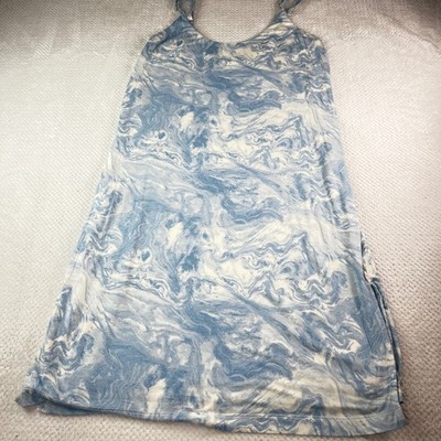 Soma Blue White Marble Swirl Print Chemise Nightgown Sleep Dress Womens Medium