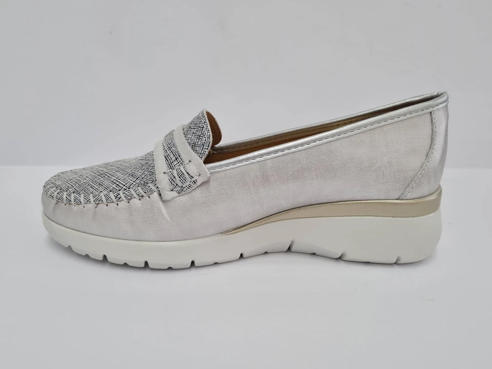 Stile di Vita Mocassino Donna con Zeppa e Plantare Estraibile - 1007 (Argento/Bi - Immagine 4 di 4
