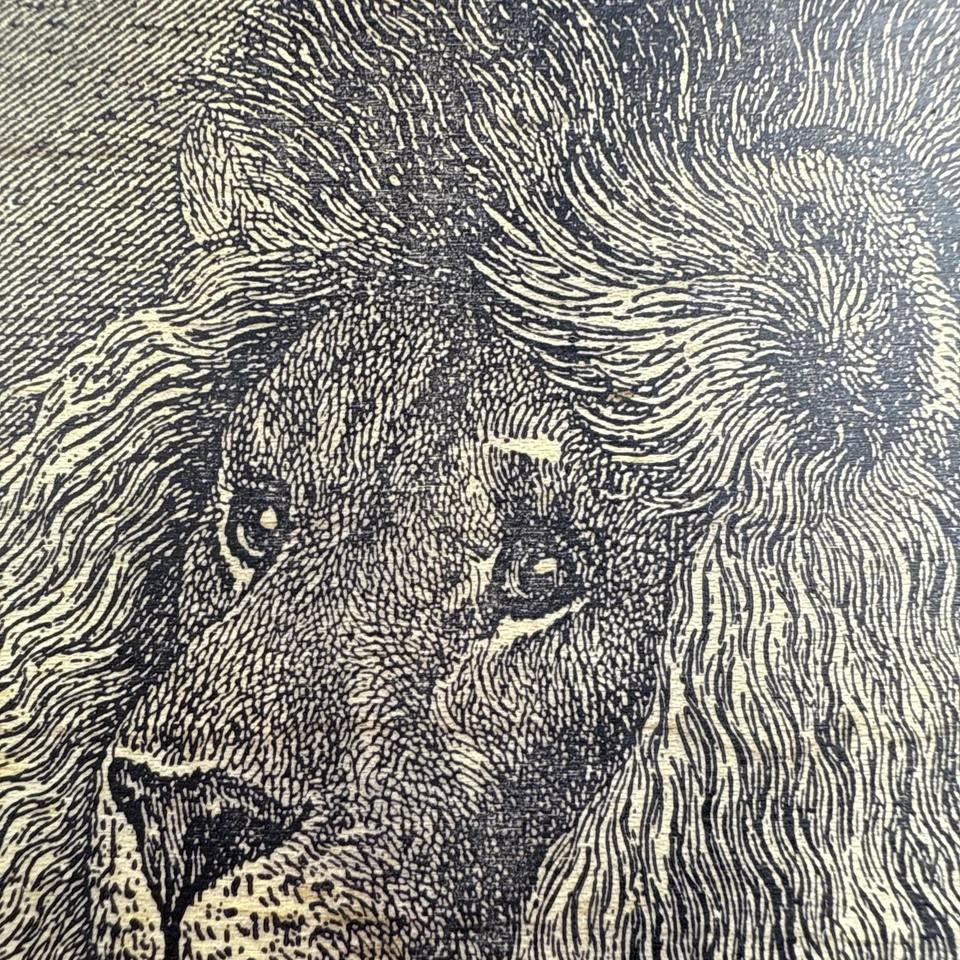 Пурпурный коллекционный деревянный резиновый штамп с портретом льва большого кота 5,5 дюйма x 4,5 дюйма XL - Изображение 2 из 4