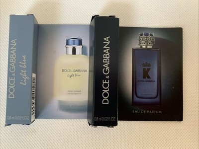 2pc Dolce & Gabbana K King  & Light Blue Pour Homme Perfume Sample Spray 0.8mL