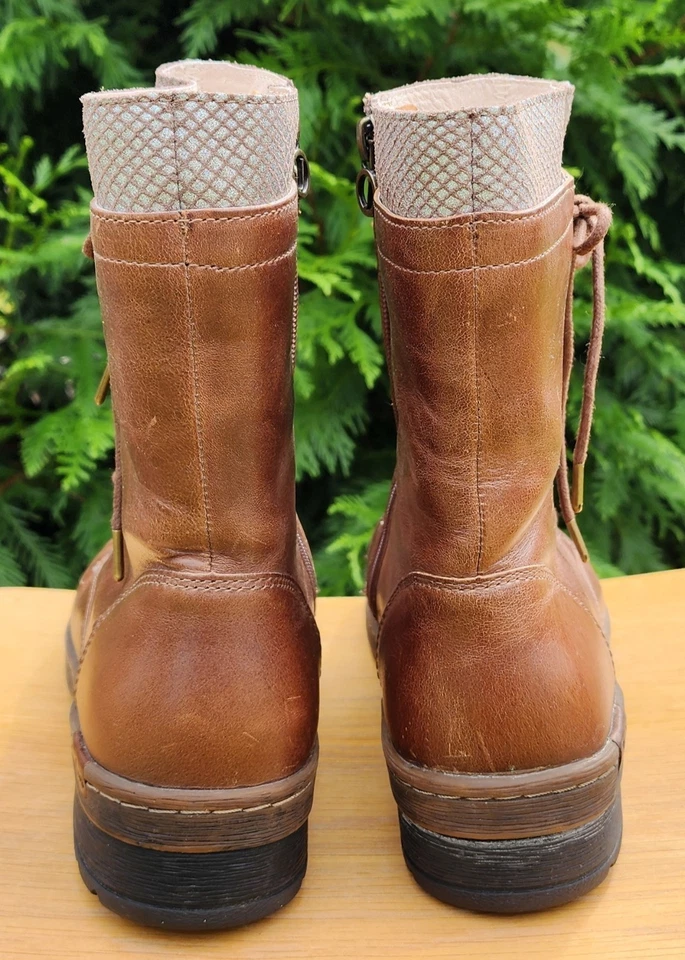 Jambu Women's Water Resistant Snake Print Leather Boots Size 9 Zippered Lace-up - Image 2 of 4