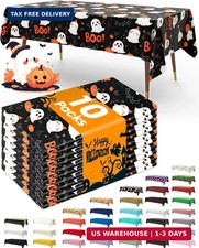 Pureegg Plastic Table Cloth Disposable 54x108 Inch 10 Pack Halloween Black