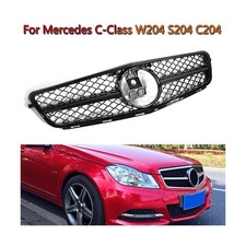 FRONT GRILL FOR MERCEDES C CLASS W204 C204 2007-2014 Gloss Black BRAND NEW UK