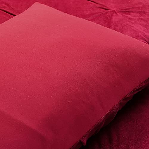 Soft Velvet Diamond Pintuck 3 Piece Comforter Set King Red - Picture 5 of 7