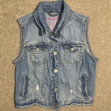 Aeropostale Denim Vest Girls Size Medium Button Up Blue