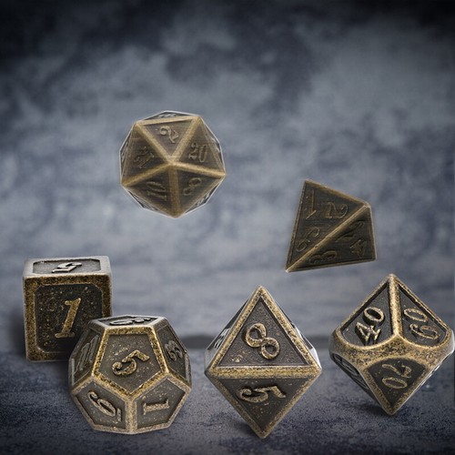 7Pcs/set Antique Metal Polyhedral D4-D20 Dice Set DND RPG MTG Role Playing Game - Bild 6 von 9