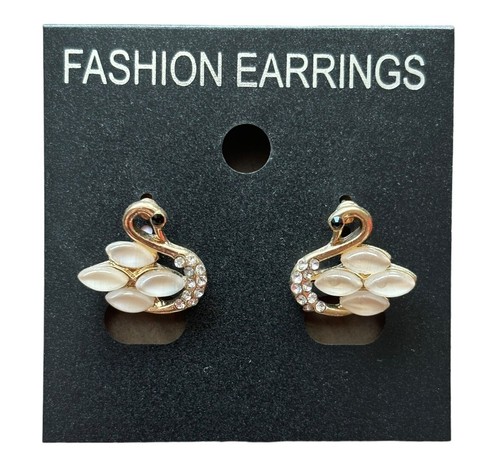 Ohrstecker Schwan Gold Strass Perlen Ohrringe vergoldet Mode Schmuck Damen edel - Bild 2 von 12