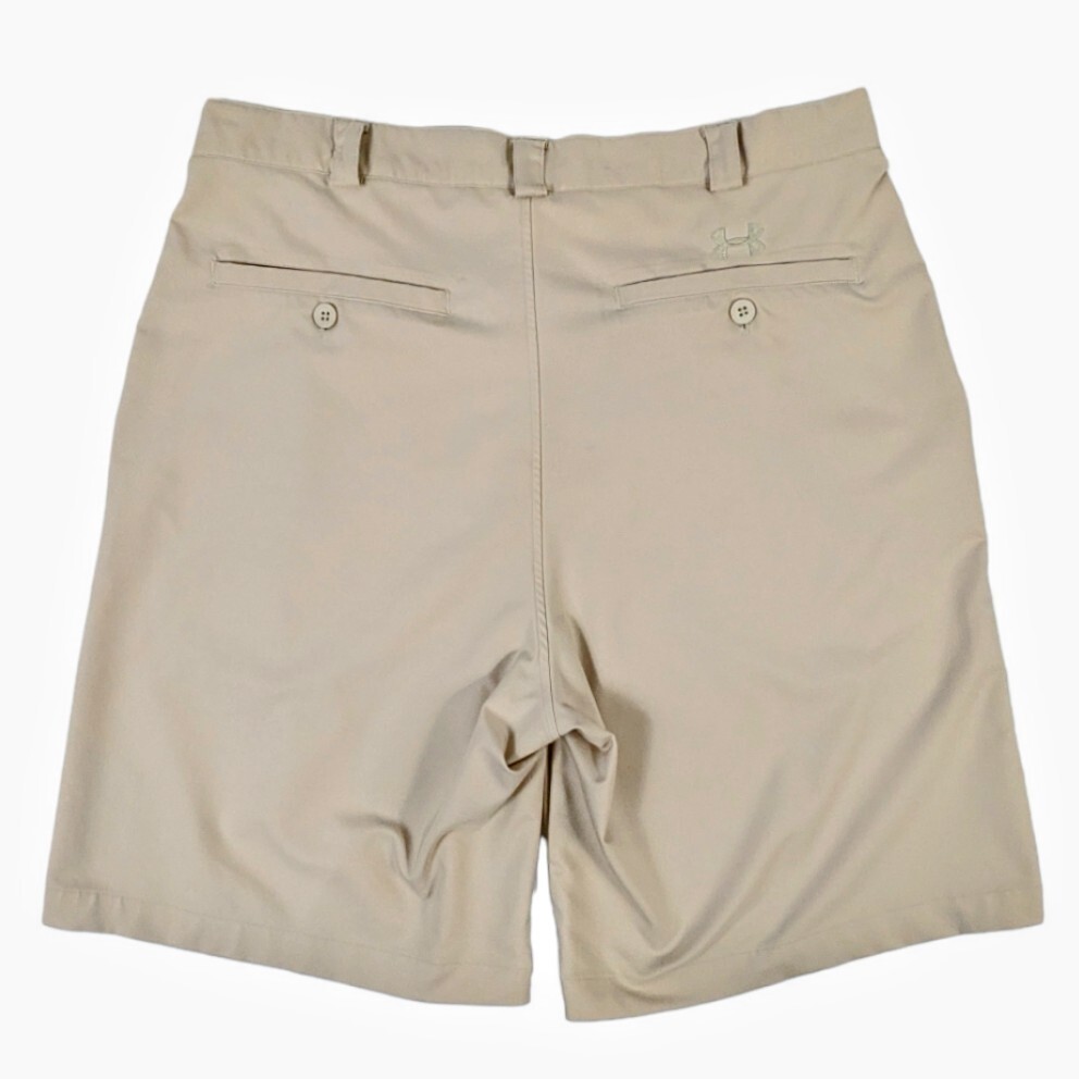 Under Armour Men’s Beige Pleated Golf Shorts Size 34 Waist Khaki