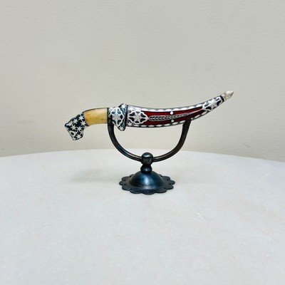 Indian handcrafted tiger dagger with silver koftgari & scabbard/engraved sheath