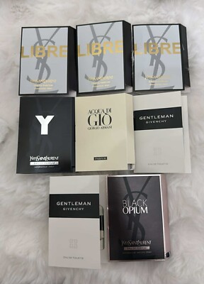 8 Pieces YSL Giorgio Armani Givenchy Black Opium VIALS Travel Size 