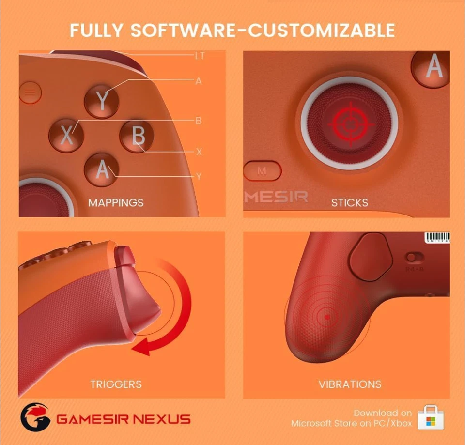 GameSir G7 SE Wired Controller With Hall Effect 3.5mm Audio Jack - Orange - Image 4 of 4