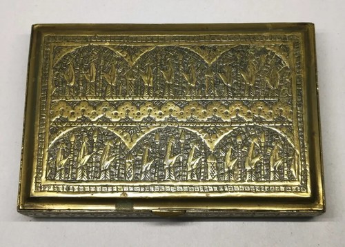Vintage Brass Middle Eastern Oriental Trinket Box Desk Storage Cigarette - Picture 9 of 9