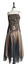v NWT Monsoon Size 12 Evening Dress Fit & Flare Corset Black & Bronze Tule Strap