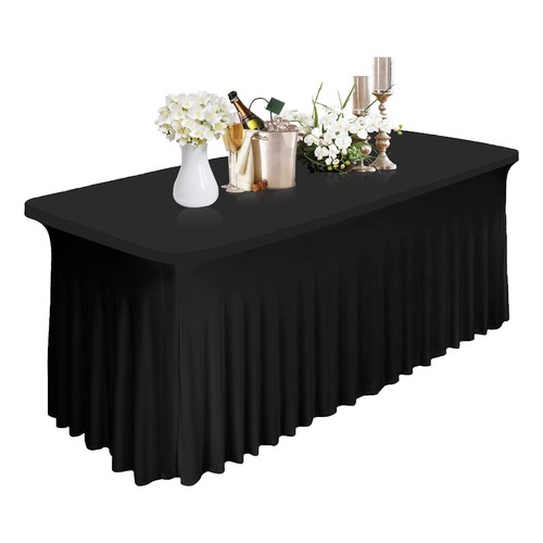 6FT Spandex Stretch Rectangular Table Cover Skirt Style Trestle Party Tablecloth - Picture 9 of 15