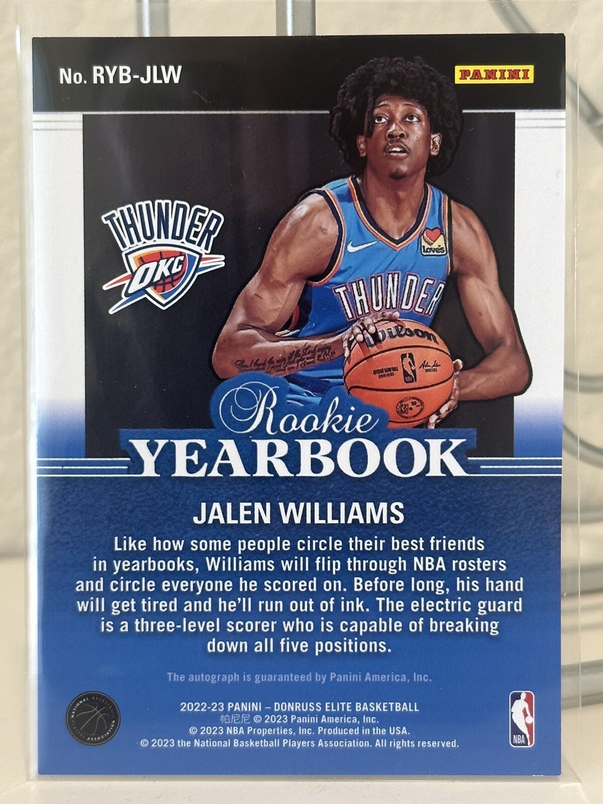 2022-23 Donruss Elite - Rookie Yearbook Autographs Jalen Williams #RYB ...