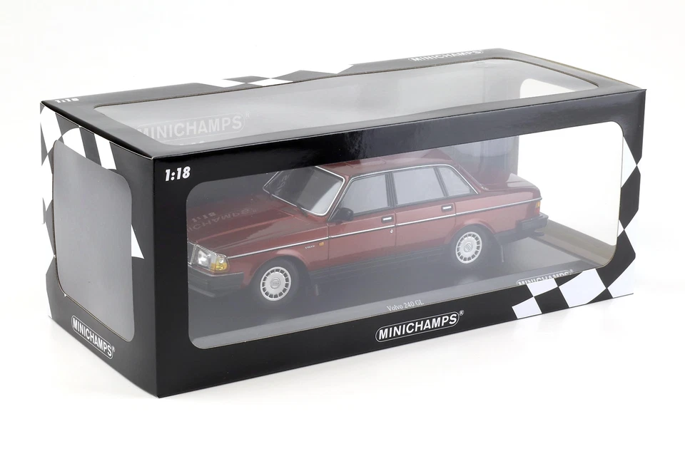 1:18 Minichamps Volvo 240 Gl Berlina 1986 Rosso Scuro Metallizzato - Immagine 4 di 4