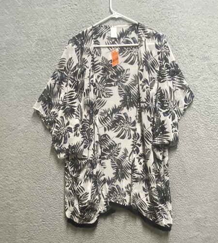 West Loop Kimono Cardigan Womens One Size Black Sheer Kimono Duster Floral