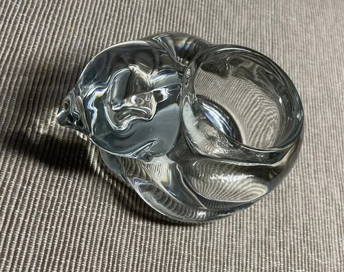 Indiana Clear glass, Votive Candle Holder , Heavy Paper Wight, Sleeping Cat. - Picture 5 of 6