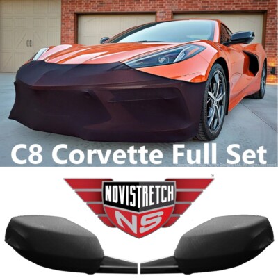 2020-2027 C8 Corvette Front Bumper Nose Mask + MIRROR Bras Mesh NoviStretch SET