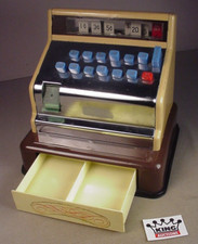 Vintage 1960's Metal Cash Register Toy Tin mechanical Tarheel Made in Japan