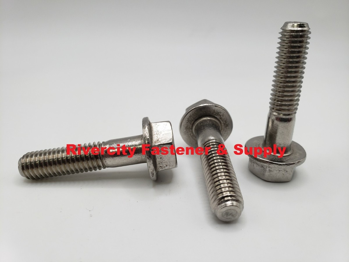 10) M8-1.25x35 Hex Flange Bolts DIN 6921 8mm x 35mm Stainless M8x1