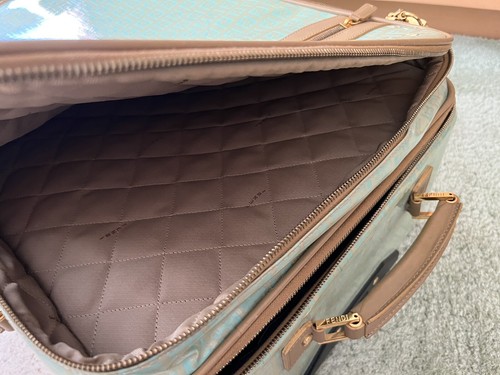 Authentic Fendi Vintage FF Zucca Logo Aqua Blue Wheel Carry On - Picture 10 of 12