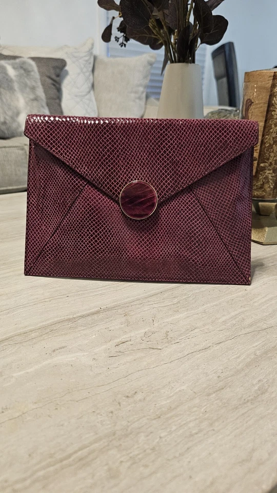 Lola Rose London Maroon Envelope Clutch - Faux Snake Skin Evening Bag - Изображение 3 из 4