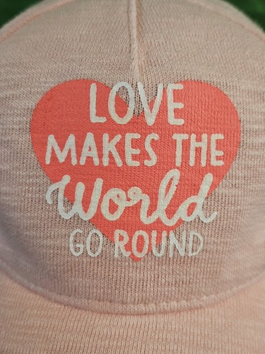 Love Makes The World Go Round Pink Baseball Hat Cap Elastic Band Adjustable - Picture 2 of 6