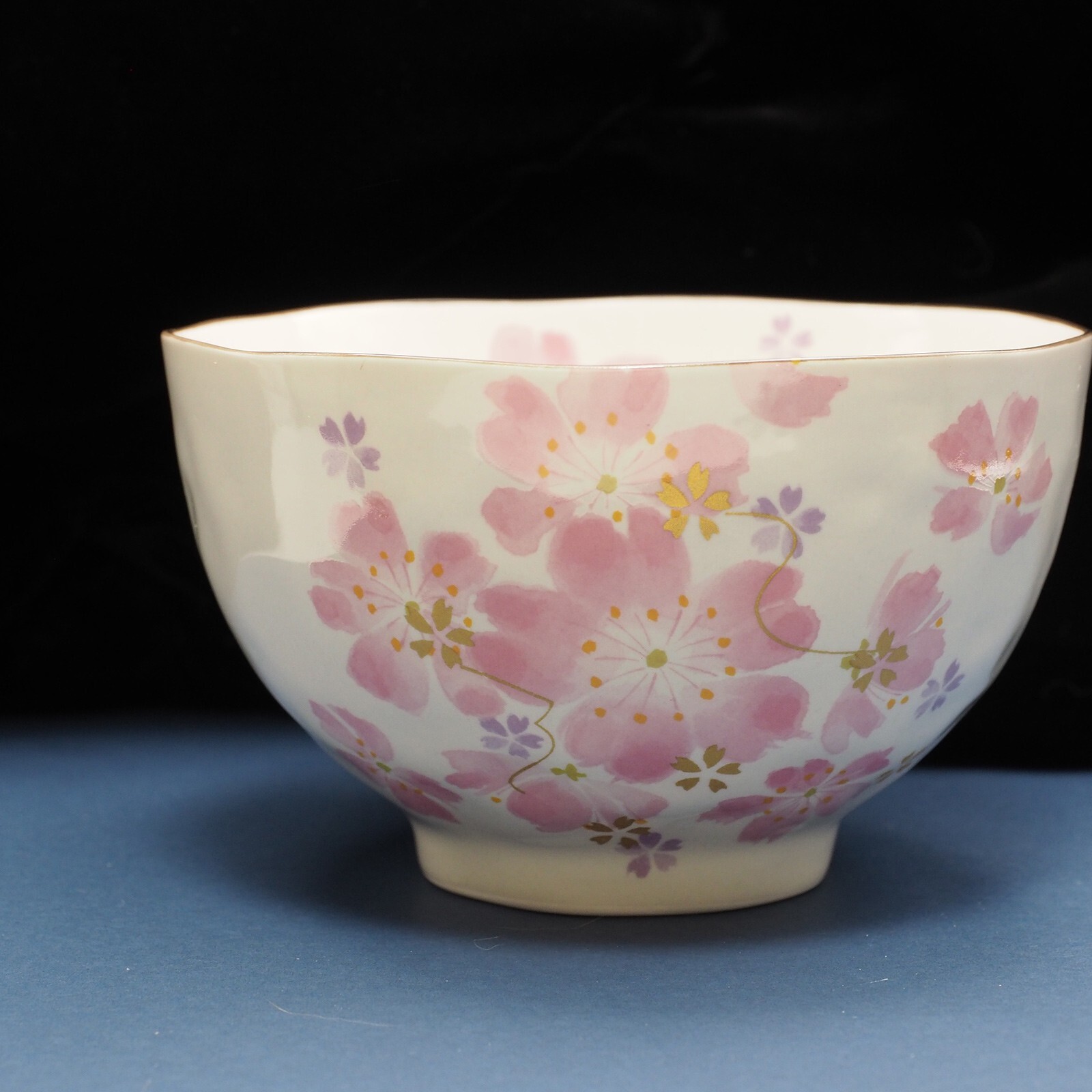 Japanese Rice Bowl Tea Cup Chopstick Set Mino-Yaki Cherry Blossom Made in Japan