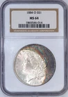 1884-O Morgan Silver Dollar | NGC MS64 | Near-Terminal Crescent Obverse Toning