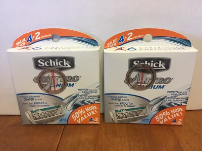 Lot Schick QUATTRO TITANIUM Razor Replacement Cartridges 2 Packs of 6 (12 Total)