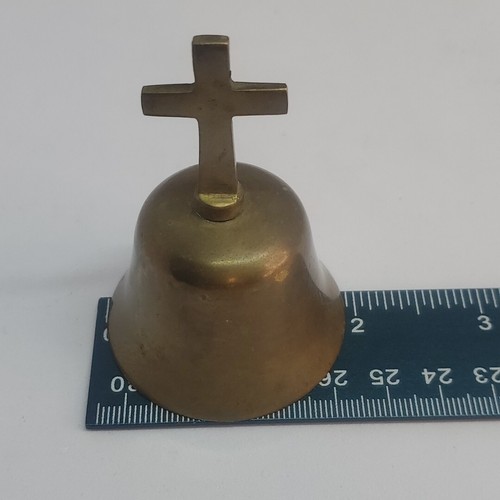 Vintage Brass Bell Cross Handle Small 2.75" - Picture 9 of 9