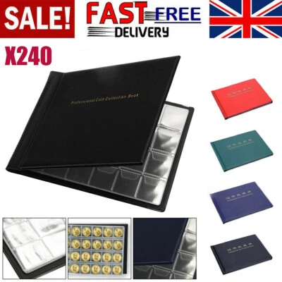 QNGENET 240 Coin Collection Album Money Storage Case Holder Coin Collecting Book UK