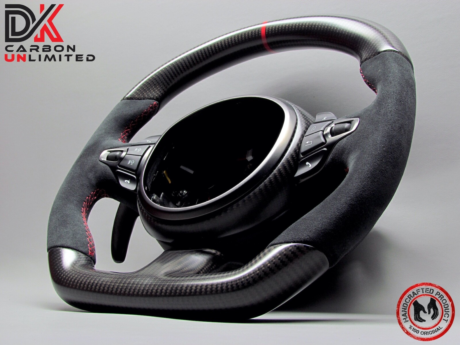 Aston Martin DB11 DBS Vantage Red Ring Alcantara Matte Carbon Steering Wheel v1