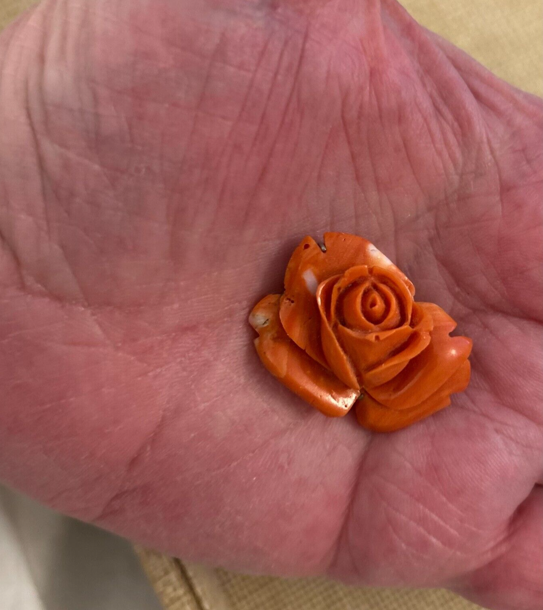 Vintage Orange Carved Coral Rose Obidome Brooch/Pin | eBay display picture 1