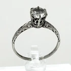 Vintage Sterling Silver 925 Clear Crystal Engagement Bridal Size 8.5 Ring