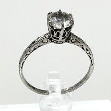 Vintage Sterling Silver 925 Clear Crystal Engagement Bridal Size 8.5 Ring