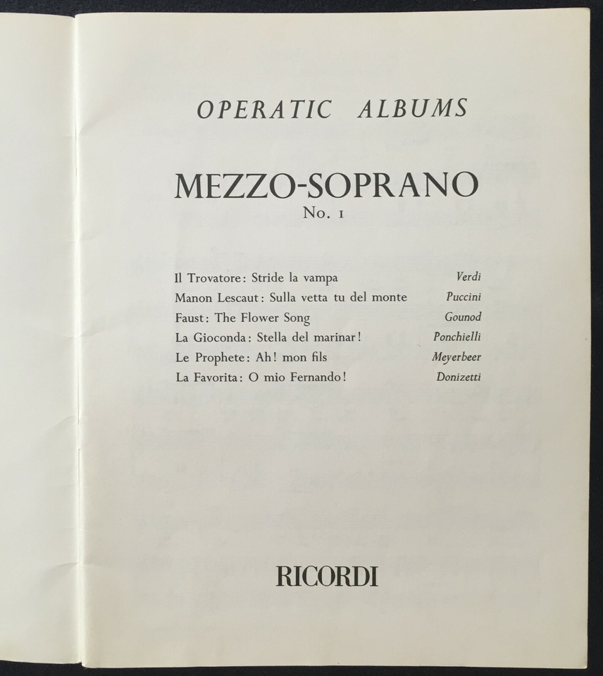 Mezzo-Soprano No. 1 Operatic Album 6 Arias ~ Italian And English Texts ...