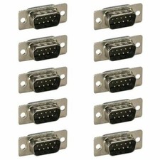 10 x DB9 Gold 9-Pin Male Connector RS232 Serial Port Solder Cup Socket Assembly