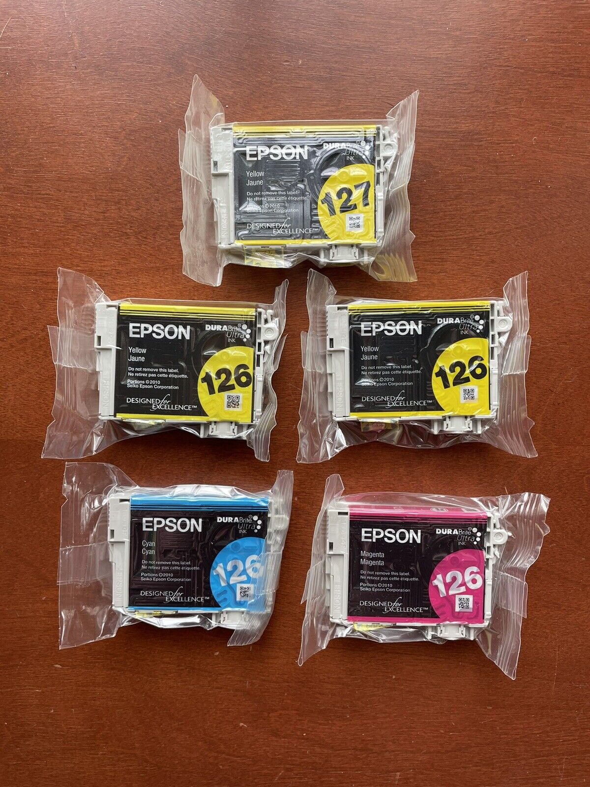 Epson Ink Cartridges - 126 Cyan, Magenta, Yellow (2) - 127 Yellow - Brand New!