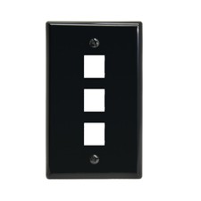 Keystone 3 Hole Port Jack Insert Flush Wall Face Plate Network CAT5e CAT6 Black
