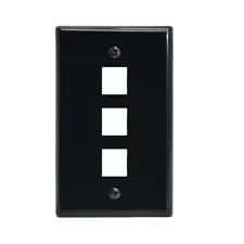 Keystone 3 Hole Port Jack Insert Flush Wall Face Plate Network CAT5e CAT6 Black