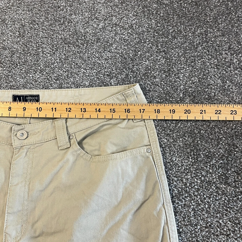 Womens Armani Jeans Chino Trousers Relaxed Straight Leg Mid Rise Beige W33 L28 - Image 2 of 4