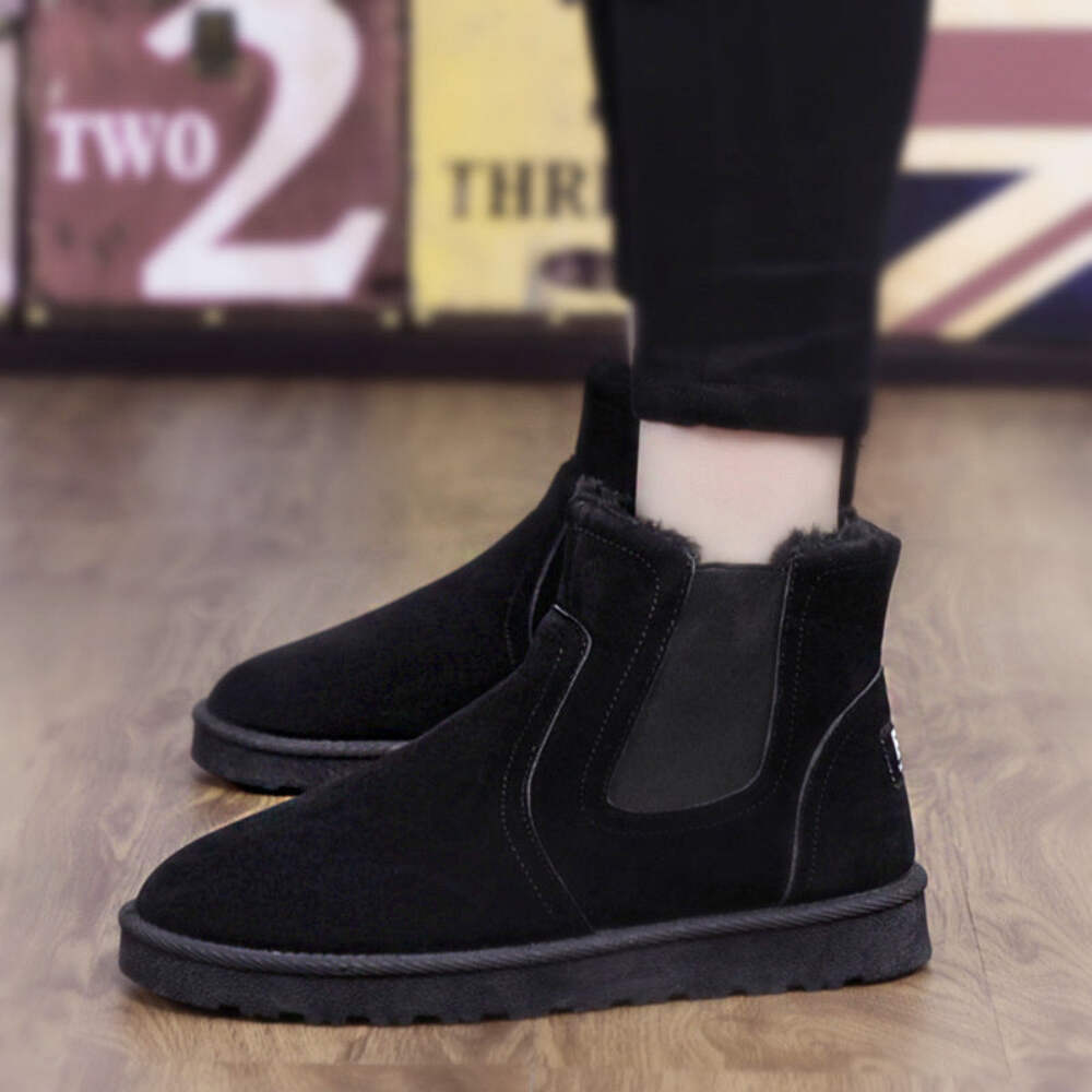 Mens Snow Boots Warm Winter Shoes Thickened Velvet Cotton Shoes Casual Round Hea-image