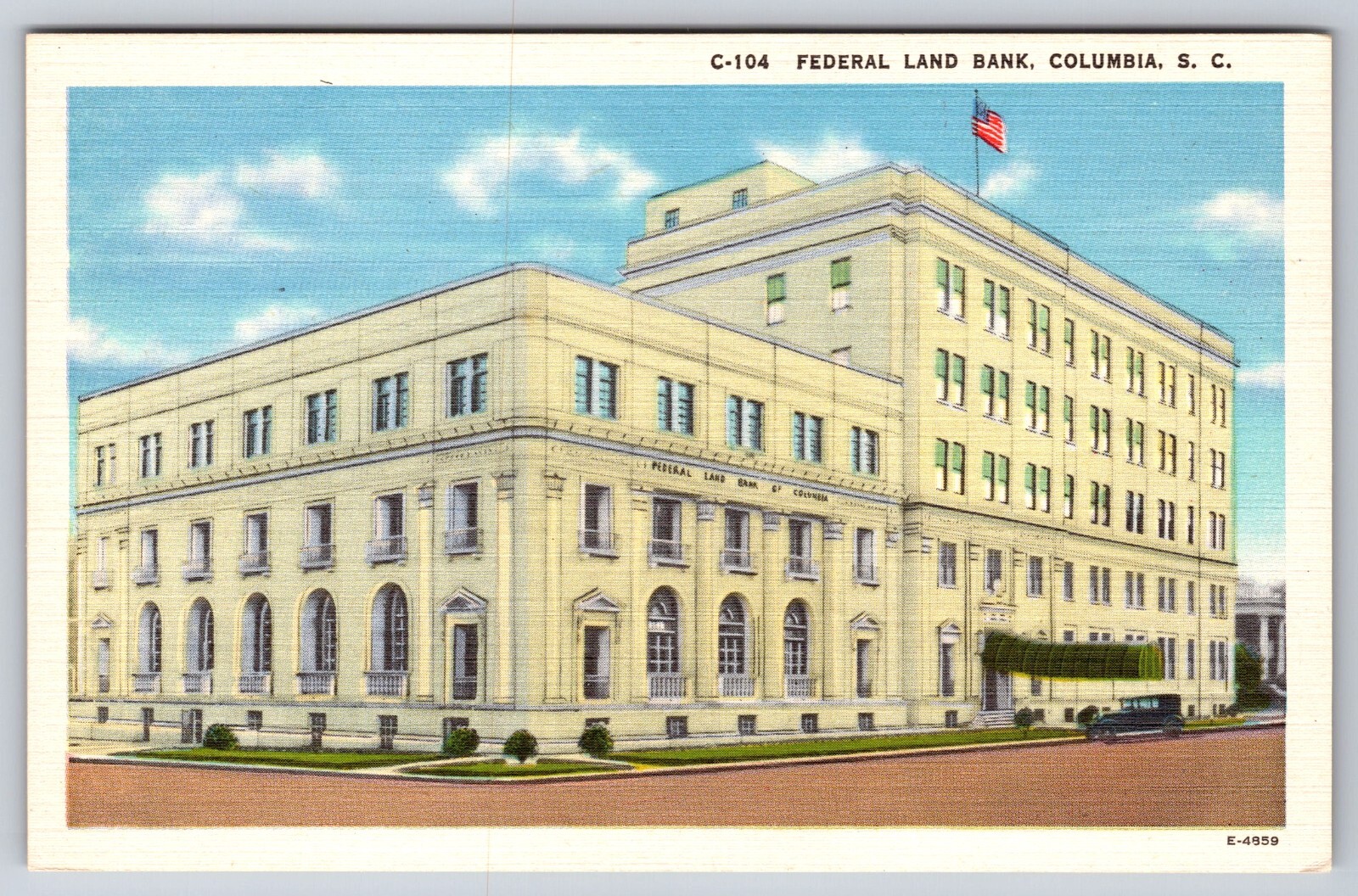Federal Land Bank Columbia Vintage Postcard Antique Car South Carolina