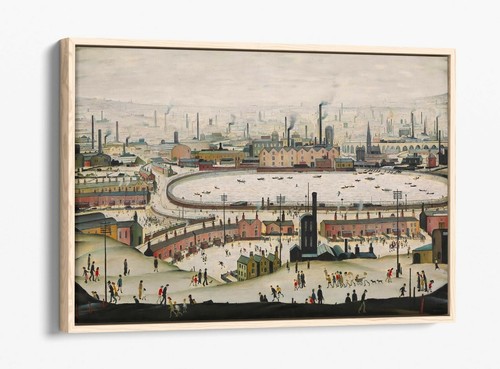 LOWRY STYLE THE POND -DEEP FLOATER/FLOAT EFFECT FRAMED CANVAS ART PRINT - Picture 11 of 12