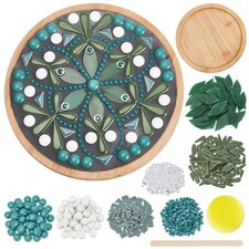 DIY Ceramic Mosaic Kit - Flower Mosaic Bamboo Coaster Kits for Adults Beginne...