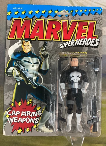 Vintage 1990 Marvel Super Heroes The Punisher Toy Biz Cap Firing Weapons NEW