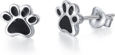 S925 Sterling Silver Puppy Dog Cat Pet Paw Print Stud Earrings